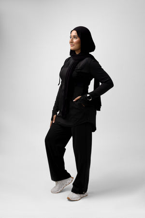 Black FlexFit Set (Top + Wide Leg Pants)