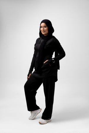 Black FlexFit Set (Top + Wide Leg Pants)