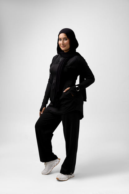 Black FlexFit Set (Top + Wide Leg Pants)
